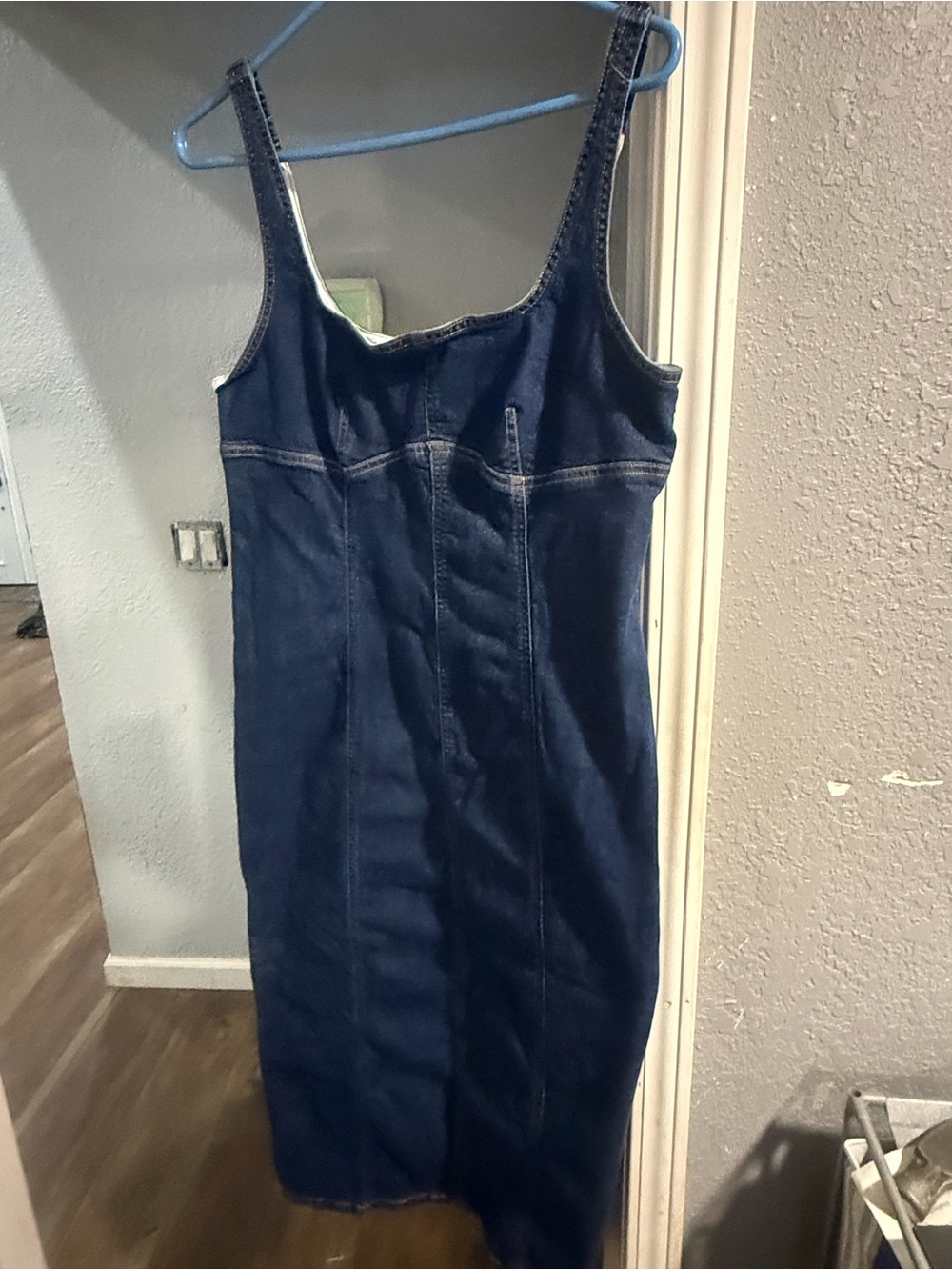 wild fable Dark Blue Denim Stretch Midi Tank Dress